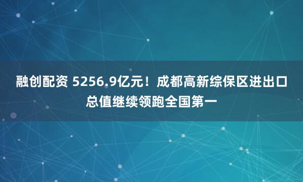 融创配资 5256.9亿元！成都高新综保区进出口总值继续领跑全国第一