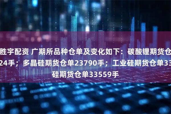 胜宇配资 广期所品种仓单及变化如下：碳酸锂期货仓单44024手；多晶硅期货仓单23790手；工业硅期货仓单33559手
